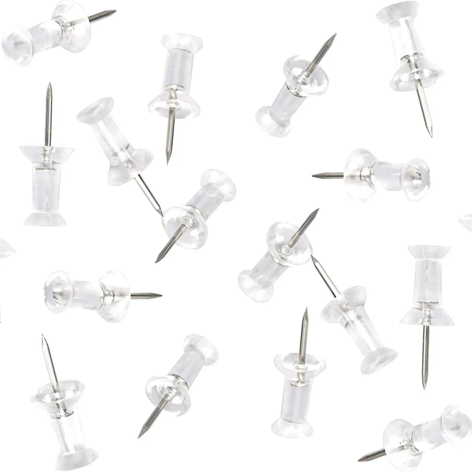 Clear Plastic  Push Pins, 200 Count, Steel Point Tacks
