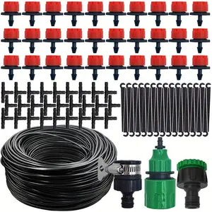 20m DIY automatic micro-drip irrigation kit, adjustable 4/7inch plastic hose with universal connectors, no electricity or batteries required, suitable for gardens and greenhouses