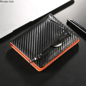 Men's Carbon Fiber RFID Blocking Wallet Slim Minimalist Design with Multiple Card Slots Coin Pocket Anti-Theft Secure Wallet for Men Daily Use Travel Business Everyday Carry Wallet Gift for Men