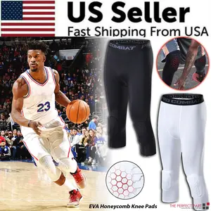 Men'S Basketball Sports Tight Pants 3/4 Compression Workout Leggings Knee Pads Does not apply