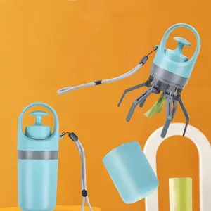 Portable Dog Poop Picker Bagged Design, Durable Plastic Water Blue Color, Extendable Claw Handle No-Touch Handheld Pet Waste Cleaner