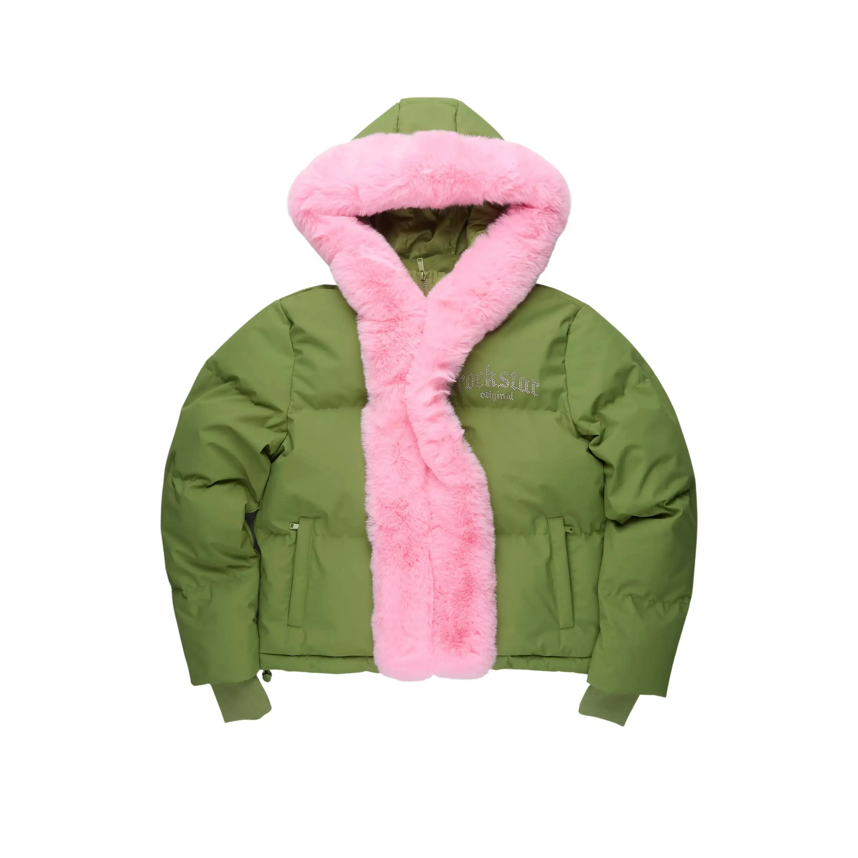 Dontaisha Olive Puffer Jacket With Fur Trim Dontaisha Olive Puffer Jacket With Fur Trim