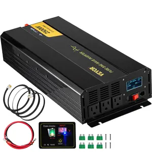 VEVOR Pure Sine Wave Inverter, 2500 Watt Power Inverter, DC 12V to AC 120V Car Inverter, with USB Port, LCD Display, and Remote Controller Power Converter, for RV Truck Car Solar System Travel Camping