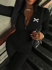 Women's Long Sleeve Zipper Fitted Top, Casual Athletic Jacket, Yoga Wear for Fall Winter, Breathable High Stretch Soft Knit, Casual Street Style