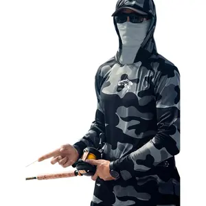 Huk Men's Camo Fishing Hoodie With Face Mask And Neck Cover