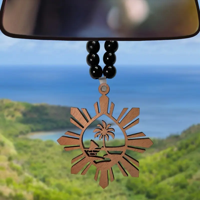 Philippine/Guam Ornament - 1/4 Inch Thick Wood Cherry Hickory Mahogany Unfinished 4-5 Inches Long Side Stylish Accessory