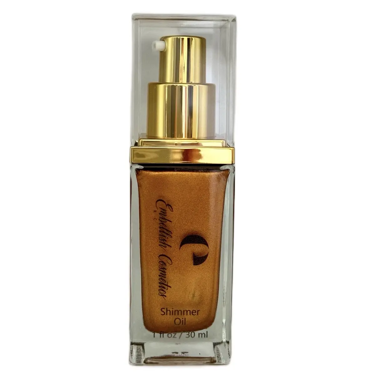 Embellish Cosmetics Vegan Cruelty Free Glistening Bronze Shimmer Oil 30ml - Luminizing Hydrating Oil for Body and Face Highlighting