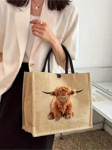 Printed With The Letters' The Lord Is My Shepherd 'and' Psalm 23:1 'pattern Linen Tote Bag, Including A Featuring A Cute Cartoon Lamb Pattern Tote Bag And A Small Bag/Coin Purse, Personalized Gift Package, Rose Red Linen Tote Bag