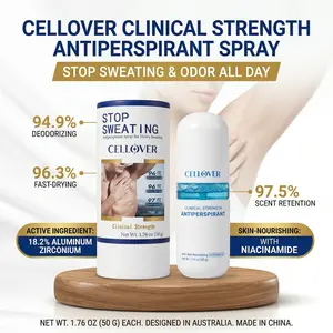 CELLOVER Clinical Strength Antiperspirant Spray 50g - Maximum Sweat Control for Underarms Fast-Absorbing Non-Irritating Formula Portable Design for Heavy Sweating & Hyperhidrosis
