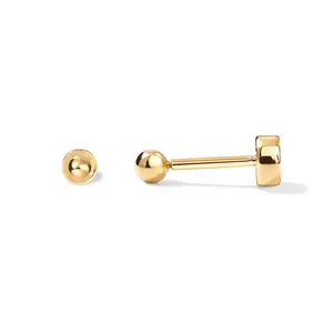 PAVOI 14K Gold Plated Solid 925 Sterling Silver Posts Dainty Ball Stud Flatback Earrings for Women - Cartilage Helix Piercing Jewelry - Small Screwbacks 2.5mm 3mm 3.5mm Stud Earrings for Women