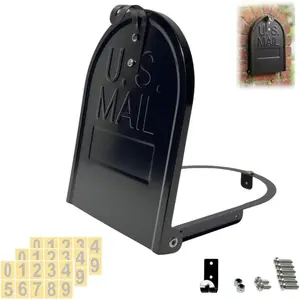 6 1/4" Mailbox Door Replacement Secure Screw-in Design Heavy Duty Galvanized Steel Mailbox Door Repair Kit for Brick Stone & Standard Curbside Mailboxes Includes Reflective Numbers