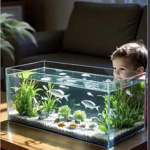 15 Gallon Rimless Aquarium Fish Tank , Ultra-Clear Nano Glass Rectangular Fish Tank L19.6＂×W13＂×H13.8＂ Thickness 6mm Glass Fish Tank tiktokshopspringglowup