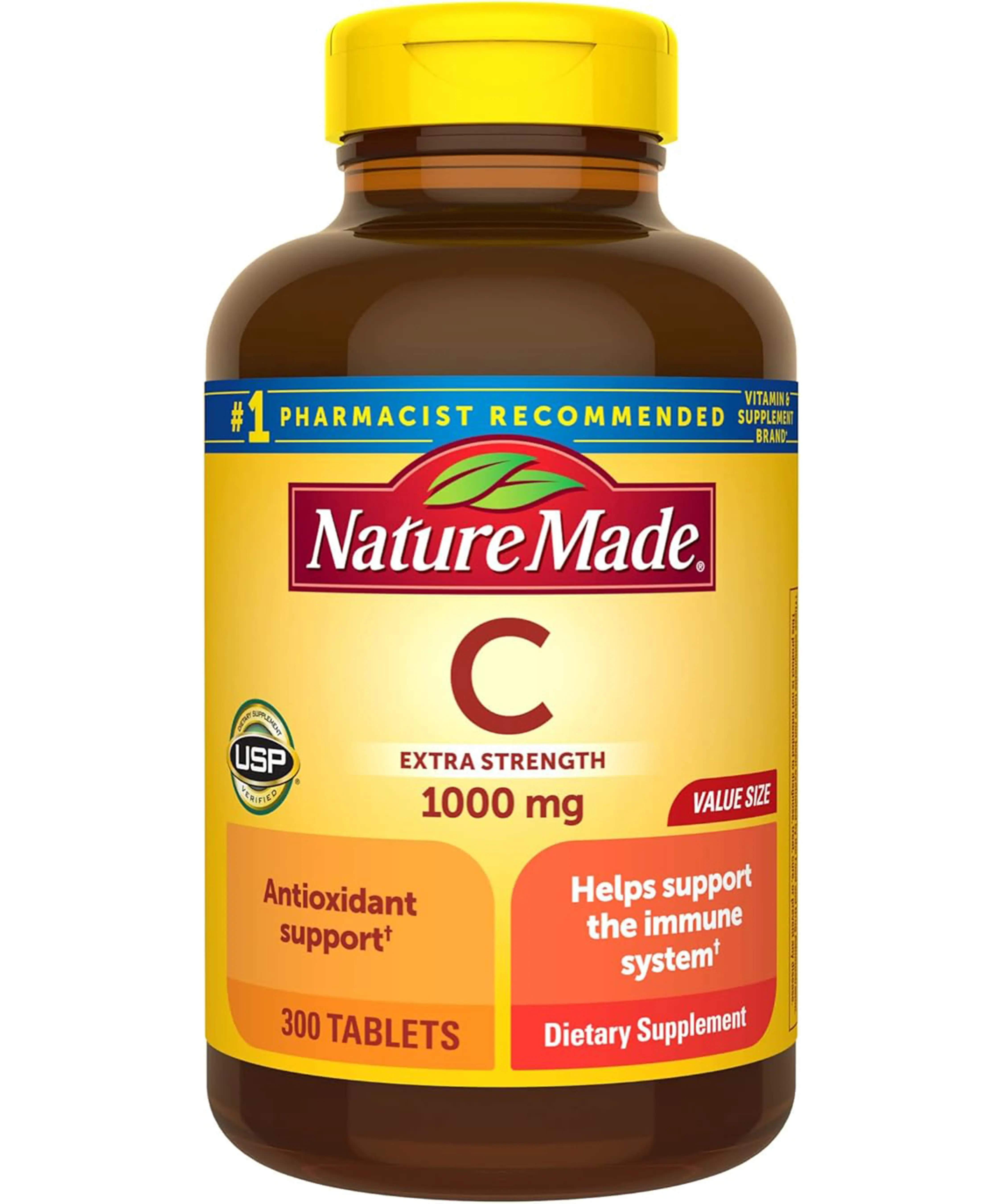 Nature Made Extra Strength Vitamin C 1000 mg, Dietary Supplement for Immune Support, 300 Tablets, 300 Day Supply
