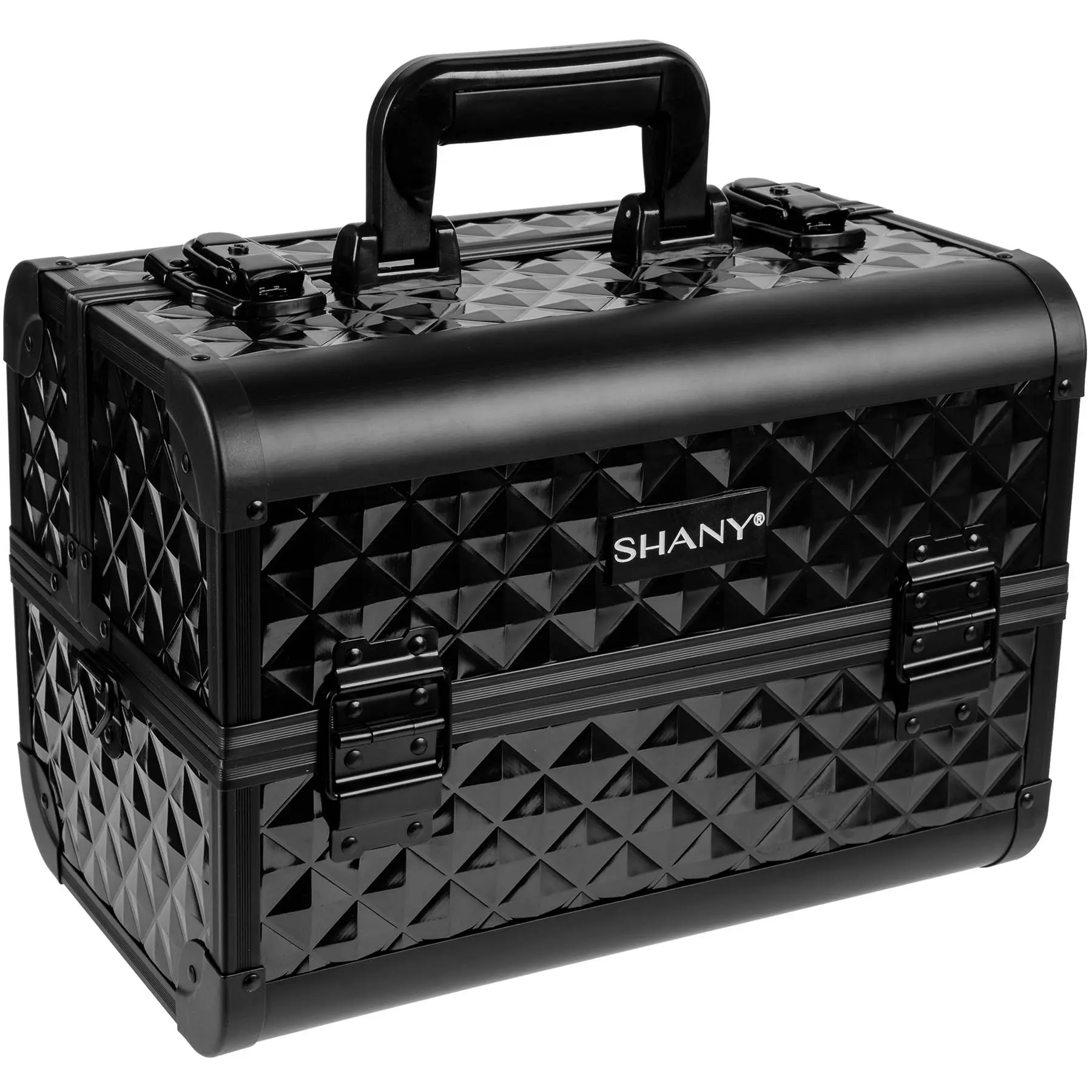 SHANY Premier Fantasy Professional Makeup Train Case Cosmetic Box Portable Makeup Case Organizer Jewelry storage with Locks , 3 Trays ,Makeup Brush Holder and Cosmetics Mirror