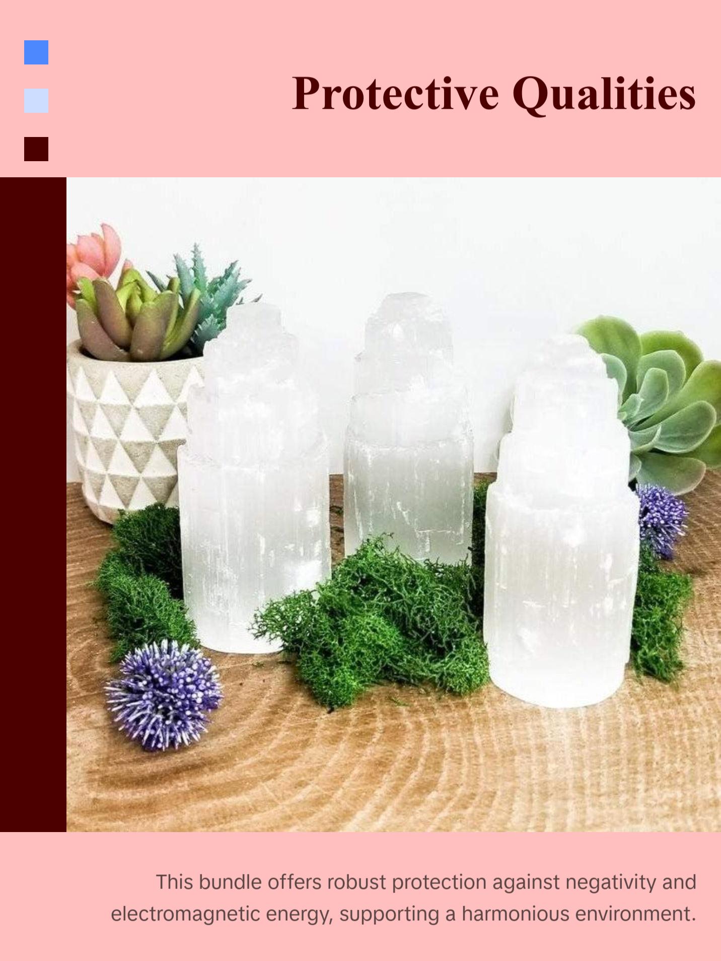 Raw Selenite Tower and Black Tourmaline Raw - Protection Bundle