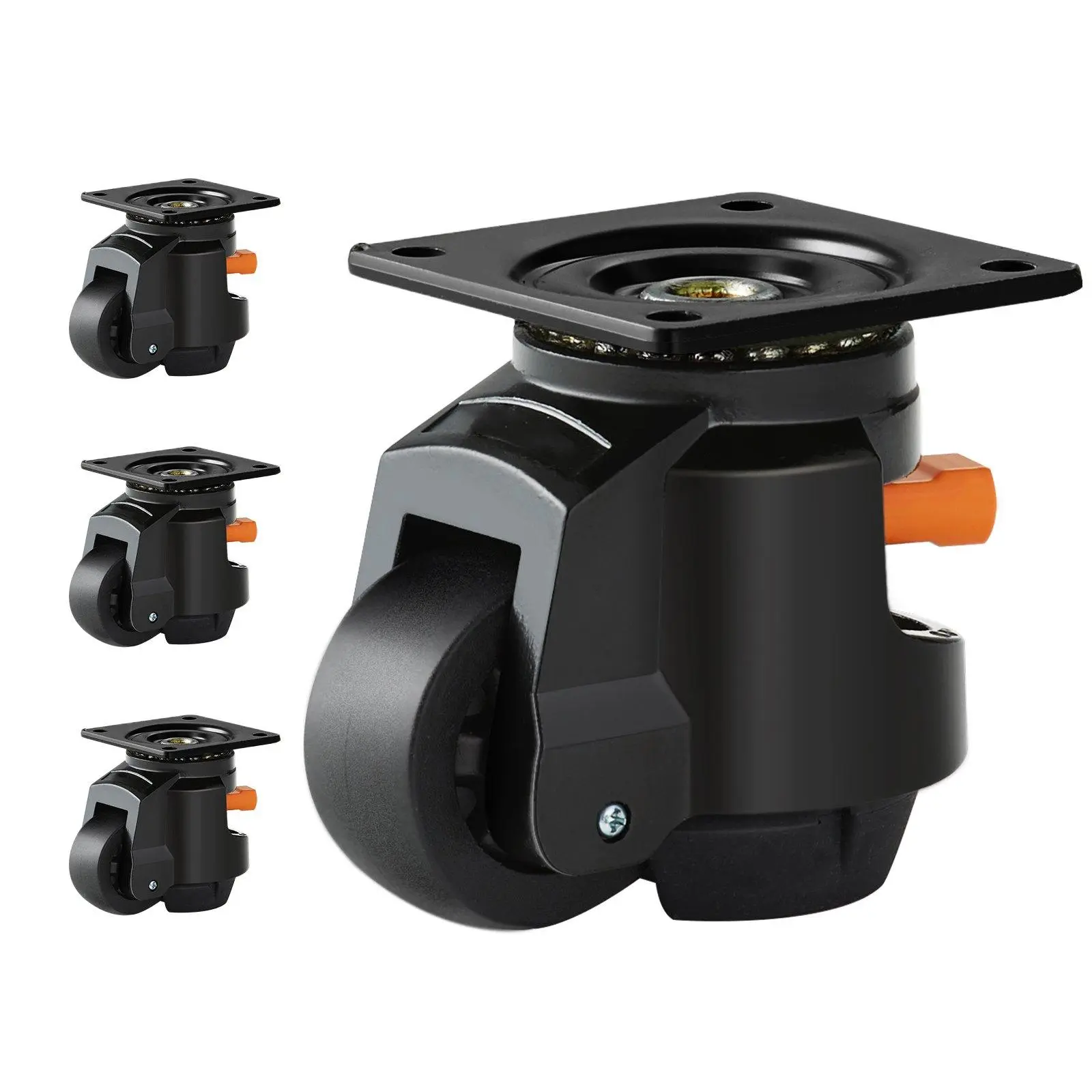 Heavy Duty Adjustable Leveling Casters (Set of 4), 2200 lbs Total Load Capacity, 2.5 in Wheels with Upgraded Handle, 360-Degree Swivel, for Workbench, Machine