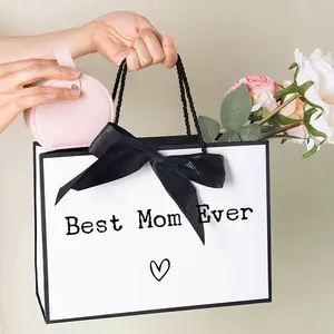 1 Pc Mom Gift Bag, Fashion Gift Warp Bag for Mom, Lightweight & Foldable Shopping Handbag, Best Mom Ever Gift Bag, Mother's Day Gift Bag, Perfect Gift Bag Ideal for Birthday, Party decorations and Other Thank you Occasions
