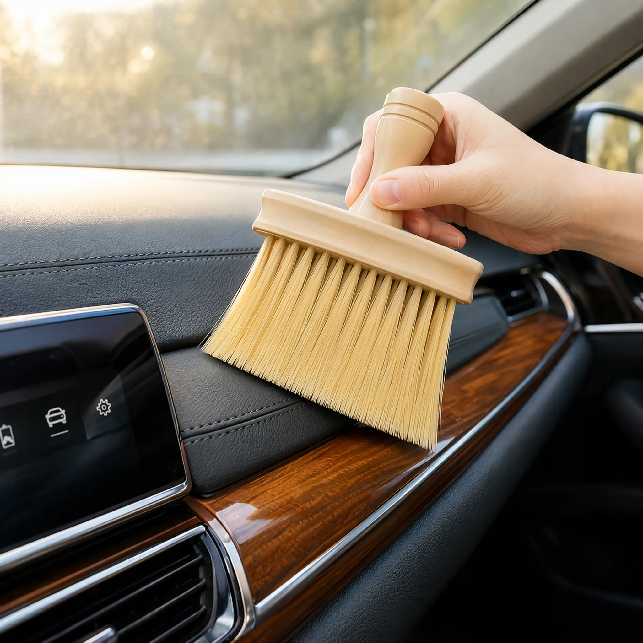 Multipurpose Mini Wooden Window Groove Cleaning Brush, Slim Crevice Dust Cleaning Brush for Narrow Slots, Household Cleaning Tool for Window Sills Keyboard Car Vents Bathroom Kitchen-MM3