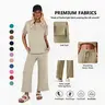 Pinspark Women's 2-Piece Crew Neck Short Sleeve Casual Set - Soft Rayon Fabric, Loose-Fitting Wide-Leg Pants, 2 Piece Sets Women for Airport & Beach Vacations (Multiple Colors & Sizes),outdoorfun