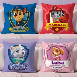 Cartoon P-PawS P-Patrol Cushion Cover Soft Short Plush Fabric Double-Sided Print Organic Breathable Sofa Pillow Case, Home Machine Washable in Perfect for Home Decor Warm Winter Home Child Gift