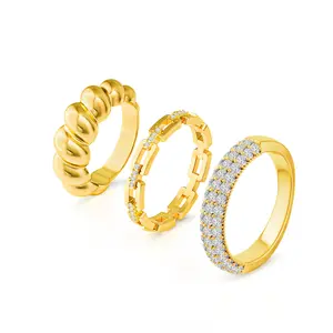 Moodear Stack For Women Non Tarnish Trendy Dainty Rings Sets Statement Band Layered Big Thumb Wedding Unique Jewelry Gift For fashion/Size6-10 for Valentine's Day Gifts