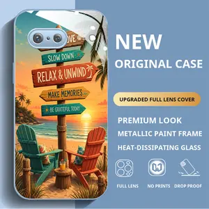 Compatible with Google Pixel 7 Case, Beach Sign Chairs Sunset Vacation Aesthetic Pattern Phone Cover, Slim Protective TPU Case HNN-03312-7