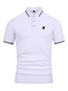 new business leisure embroidered lapel shortsleeve knitted polo shirt, fashion casual fitted summer clothes animal embroidered lapel t-shirt, national day clothing, striped print drop shoulder short sleeve top for men, go out tops, menswear