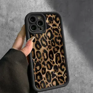 1pc of Black Golden Leopard Print Trendy Pattern Full Coverage TPU Phone Case Suitable for Iphone 16, 15, 14, 13, 12, 11 Pro Max, X, XS, XR.
