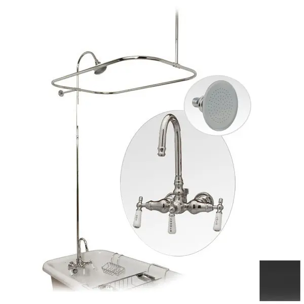 54-Inch Clawfoot Tub Shower Enclosure Complete Kit, Oil Rubbed Bronze Solid Brass Faucet Set with Watering Can Head