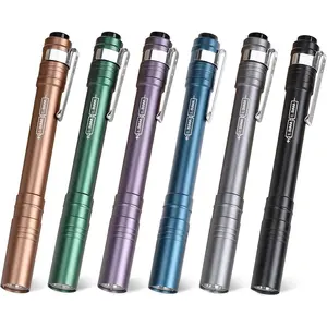 6-Pack Pen Light, Aluminum LED Penlights with Batteries Included & Pre-Installed, Pocket Pen Flashlight for Inspections, Repairs, Camping and Emergencies