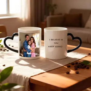 Personalized 11oz Ceramic Coffee Mug with Heart-shaped Handle Eco-friendly USA Printed Customizable for Photos Text or Logos Perfect Gift for Colleagues Friends and Family