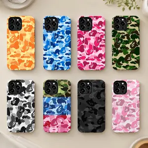 Bape Protective Camo Streetwear Phone Case Suitable for iPhone 17/16/15/14/13/12/11 Pro Max/Plus and Samsung Galaxy S26 S25 S24 Impact Resistant Hard Case with Impact Dispersion Technology & Flexible Rubber Liner Glossy Finish UV Protected 2-Piece Design