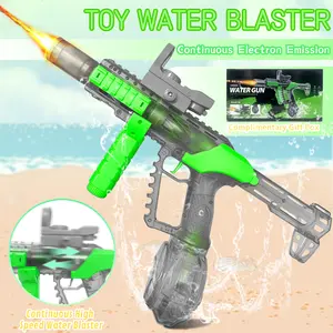 Electric LED Water Gun, USB Rechargeable Automatic Rapid Fire Water Blaster, Long Range Squirt Gun for Kids, Teens & Adults, Outdoor Summer Water Fight Toy for Pool Party, Beach, Backyard, Family Games, Camping, Birthday Gift, Vacation Essentials