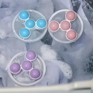 3-PackRoundPlasticLaundryMeshBags-ReusablePetHair&LintCatchersforWashingMachineMulti-PurposeHouseholdCleaningFilterPouches,