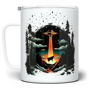 LOFTIPOP UFO Alien Cow Abduction Mug, Paranormal Sci Fi Cup, Designed and Printed in the USA by Loftipop