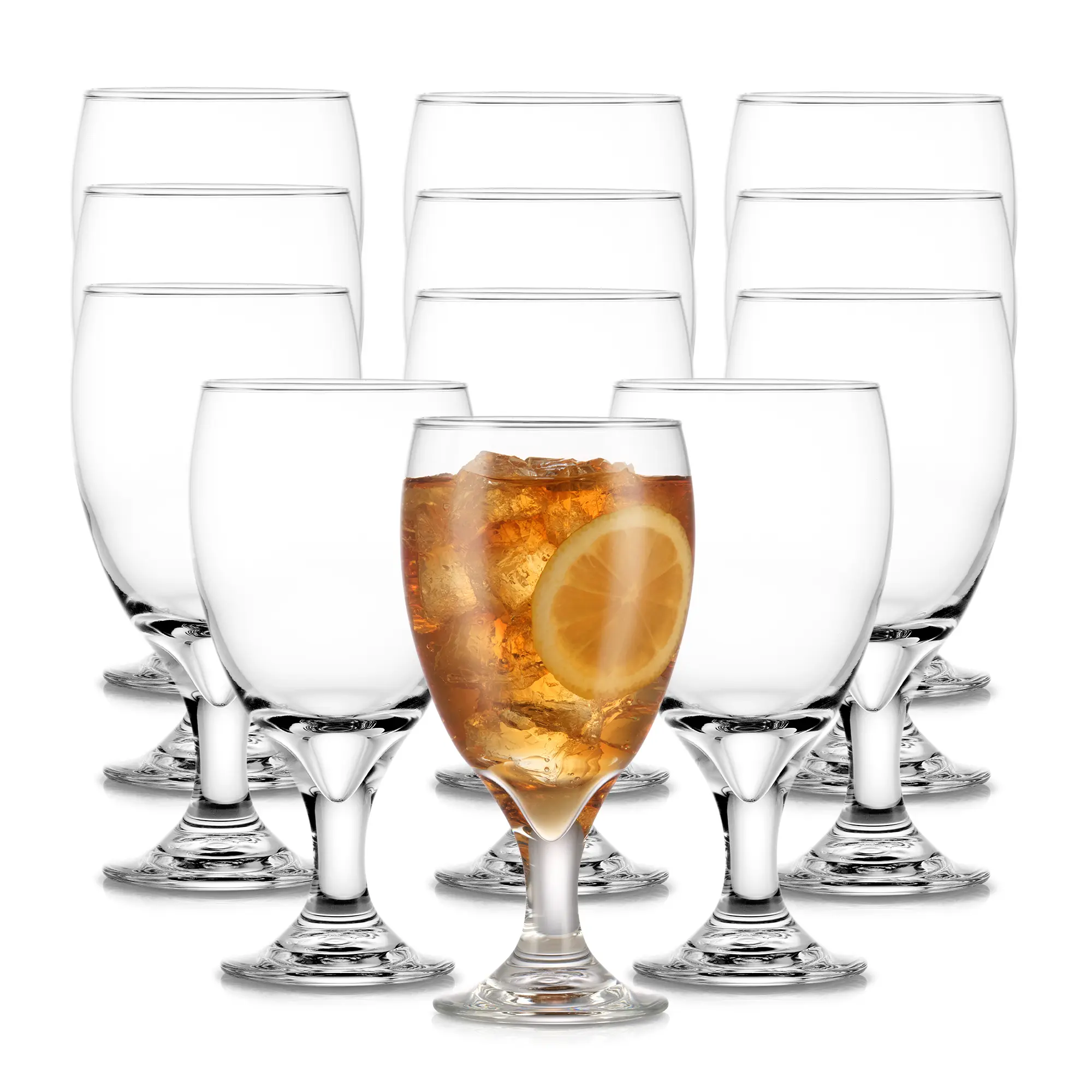Libbey Classic Goblet Party Clear Glass Set of 12, Dishwasher Safe Drinking Goblets for Iced Tea, Sangria, and More, Ideal Goblet Glassware for Parties