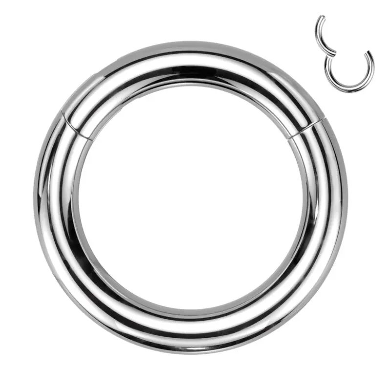 4 Gauge 316L Surgical Steel Large Hinged Segment Design Septum Ring For Stretched Septum Piercings