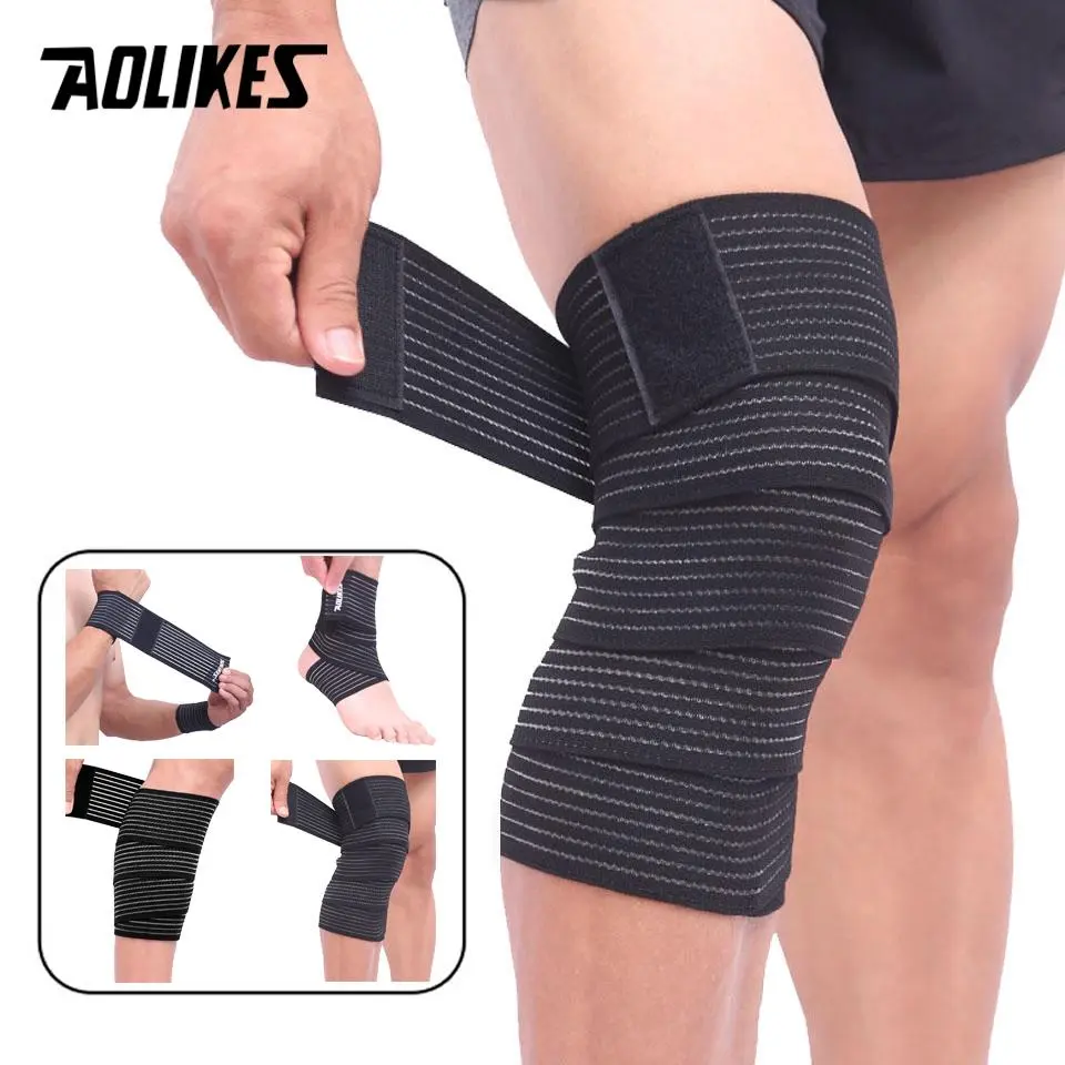 AOLIKES 1PC 40-180cm Compression Bandage Protector Knee Support Brace Sports Elastic Elbow Straps Leg Bands Bandage Workout Wrap