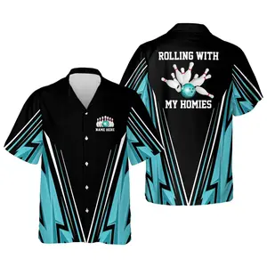 Rolling with My Homies bowling Hawaiian Shirt, Bowling Team Shirt, Bowling Gift, Trendy Hawaiian Shirt for Men and Women, All over Print Hawaiian Perfect for Beach, Vacation, or Casual Summer Outfit