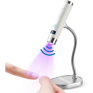 UV Lamp for Gel Nails Flash Cure Handheld Nail UV LED Curing Light with Stand Rechargeable Hands-Free Fast Dry with Auto Sensor for Home Manicure and Salon (White)
