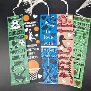 Sports Bundle Bookmarks - 5 Total with Tassels for Hockey Soccer Basketball Football Baseball & Hockey Romance Fans