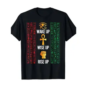 Summer t Shirts Scary Egyptian Black Egypt Hyerogliphs Ankh Eye Of Horus T-Shirt-100% Cotton -220g