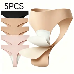 Luna&Lace Women's 5-Piece camel toe covering thong, leak-proof seamless sports thong, ideal for yoga and fitness workouts, discreet design, basic cut, machine washable, comfortable underwear—perfectly invisible thong.