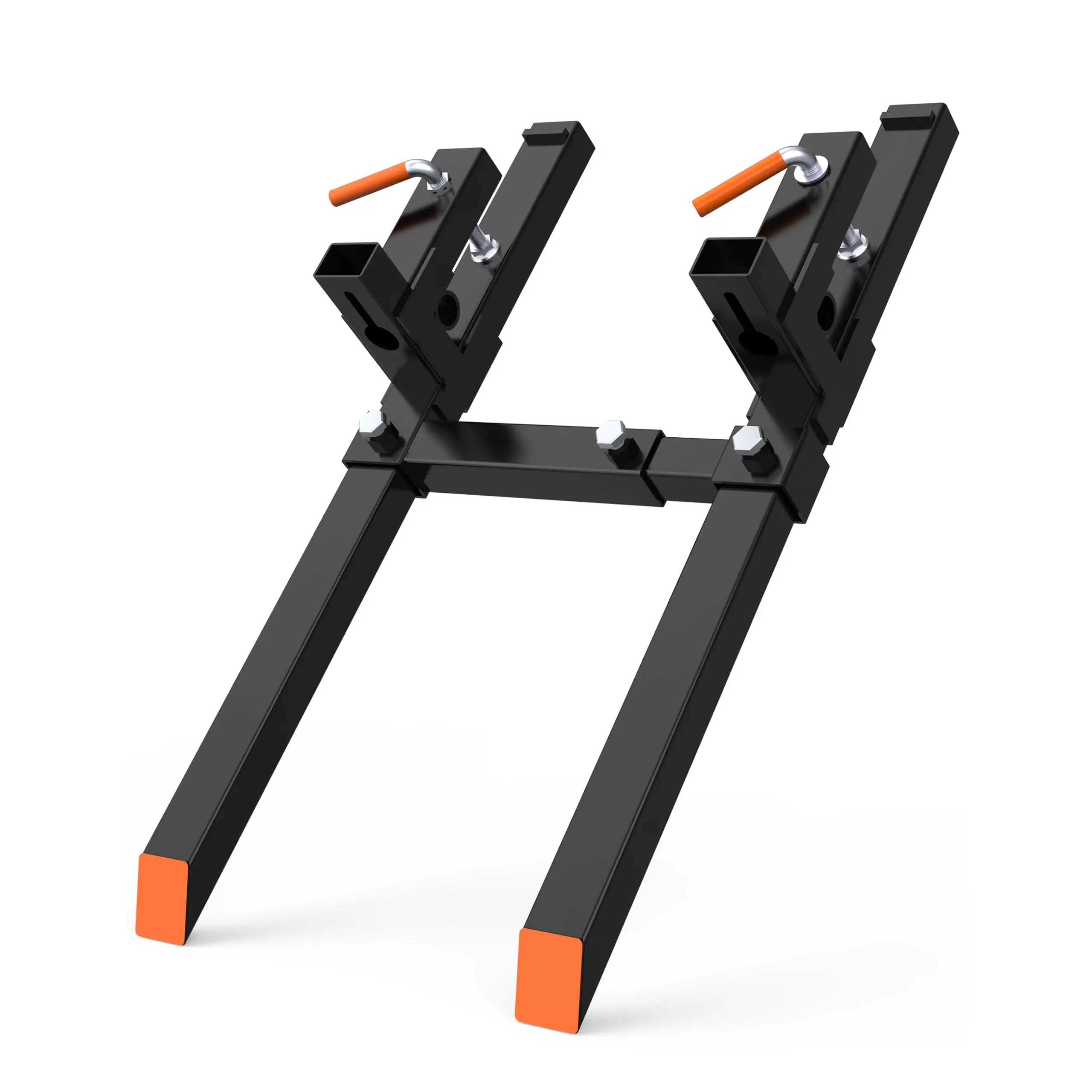 60" Tractor Pallet Forks, 2000 Lbs Clamp-On Bucket Forks with Adjustable Stabilizer Bar, Heavy-Duty Carbon Steel Construction Skid Steer Loader Attachments for Moving Logs, Lumber