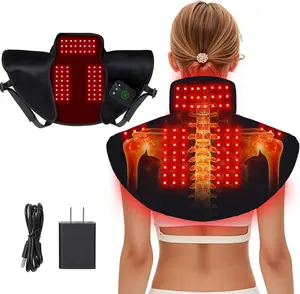Red Light Therapy for Neck Shoulder Pain Relief,Infrared Light Therapy Device with Massage and Timer,Wearable 660nm&850nm Red Light Therapy Wrap