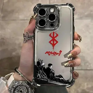 Berserk Guts Hot Blood Anime Plating Phone Case, Airbag Anti-Fall Back Cover Compatible with iPhone 17 Air 16 15 14 13 12 11 Pro Max Plus