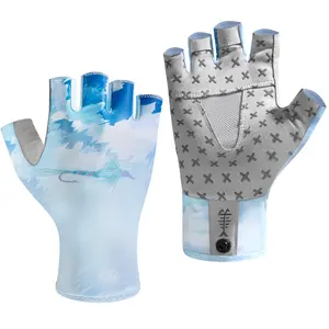 BASSDASH Unisex UPF 50+ Half Finger Sun Gloves Fingerless Breathable UV Protection for Fishing Hiking Kayaking Rowing FG02