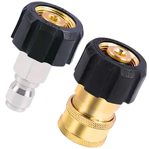 POHIR Powerwasher Adapter Set, M22 14mm to 3/8 Inch Quick Connect-Disconnect Fitting Kit for 4500PSI High Pressure Water Hose and Gun Threads, High Pressure Hose