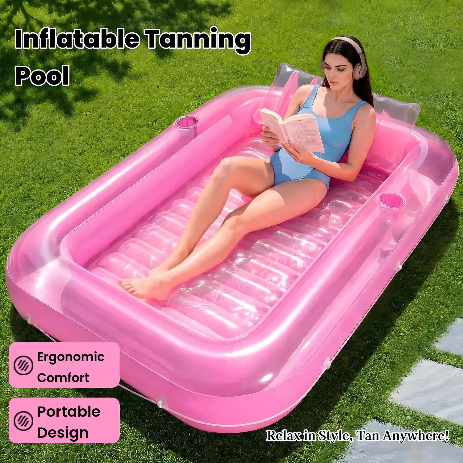Self Inflating Pool Float with Removable Pillow for Sunbathing - TikTok ...