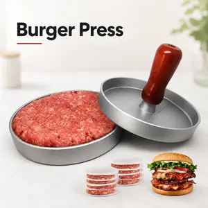 Handheld Stainless Steel Non-stick Burger Meat Press, for Home Kitchen BBQ Outdoor Grilling, Practical Cooking Kitchen Tool, Easy Grip Labor-saving Press for Making Beef Chicken Meat Patties